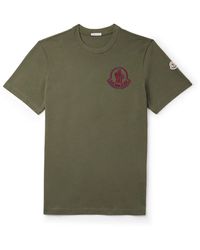 Moncler - Logo-flocked Appliquéd Cotton-jersey T-shirt - Lyst