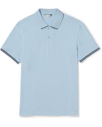 Club Monaco - Striped Stretch-cotton Piqué Polo Shirt - Lyst