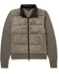 James Perse - Shell-Trimmed Panelled Suede And Recycled-Cashmere Jacket - Lyst