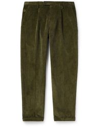 Baracuta - Straight-leg Pleated Cotton-corduroy Trousers - Lyst