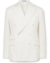 Ralph Lauren - Double-breasted Herringbone Cotton And Linen-blend Suit Jacket - Lyst