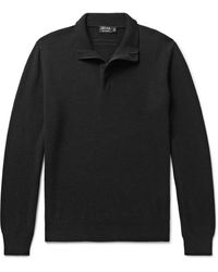 Zegna - Oasi Nubuck-trimmed Cashmere Half-zip Sweater - Lyst