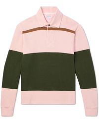 Bottega Veneta - Striped Cotton-piqué Polo Shirt - Lyst