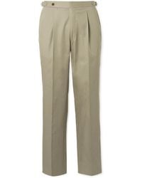 STÒFFA - Tapered Pleated Cotton-Twill Trousers - Lyst