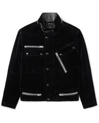 Tom Ford - Leather-trimmed Cotton-velvet Biker Jacket - Lyst