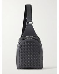 Christian Louboutin - Loubifunk Spiked Rubber-trimmed Full-grain Leather Sling Backpack - Lyst