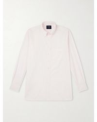 Drake's - Button-Down Collar Striped Cotton-Poplin Shirt - Lyst