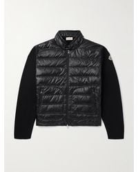 Moncler - Slim-Fit Logo-Appliquéd Quilted Nylon-Panelled Wool Down Cardigan - Lyst