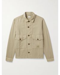 C.P. Company - Hemdjacke aus einer Baumwoll-Leinenmischung mit Logostickerei - Lyst