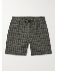 De Bonne Facture - Straight-leg Checked Linen Drawstring Shorts - Lyst