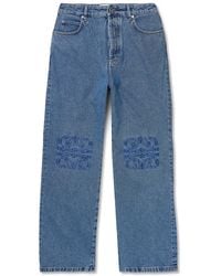 Loewe - Anagram Wide-Leg Logo-Embroidered Jeans - Lyst