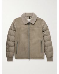 Moncler - Jumeaux Logo-Appliquéd Shearling And Leather-Trimmed Suede And Quilted Shell Down Jacket - Lyst