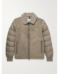 Moncler - Jumeaux Logo-appliquéd Shearling And Leather-trimmed Suede And Quilted Shell Down Jacket - Lyst
