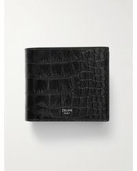 Celine - Logo-Print Croc-Effect Leather Billfold Wallet - Lyst
