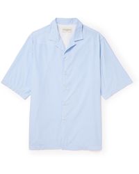 Officine Generale - Eren Camp-collar Striped Cotton-poplin Shirt - Lyst