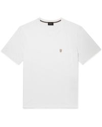 Brioni - Logo-embossed Leather-trimmed Cotton-jersey T-shirt - Lyst
