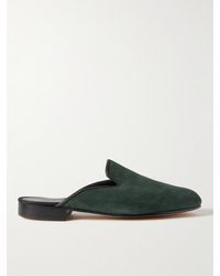George Cleverley - Leather-trimmed Suede Backless Loafers - Lyst