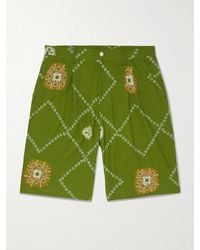 Kardo - Straight-Leg Embroidered Printed Pleated Cotton Shorts - Lyst