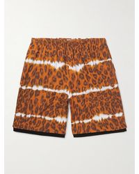 Acne Studios - Rong Straight-Leg Mesh-Trimmed Leopard-Print Herringbone Cotton-Blend Shorts - Lyst
