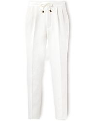 Brunello Cucinelli - Drawstring Linen Trousers - Lyst