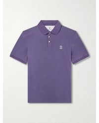 Brunello Cucinelli - Logo-Print Cotton-Piqué Polo Shirt - Lyst