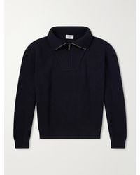 Saint Laurent - Ribbed-knit Wool Half-zip Rollneck Sweater - Lyst