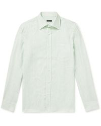 Rubinacci - Cutaway-collar Striped Linen Shirt - Lyst