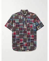 Beams Plus - Button-Down Collar Patchwork Checked Cotton-Madras Shirt - Lyst