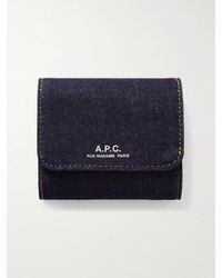 A.P.C. - Dreifach gefaltetes Portemonnaie aus Denim mit Logoprint - Lyst