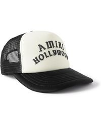 Amiri - Hollywood Logo-Embroidered Cotton-Canvas And Mesh Trucker Cap - Lyst