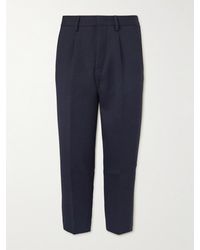 NN07 - Bill 1684 Tapered Cropped Pleated Woven Trousers - Lyst