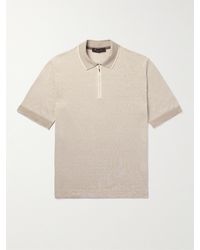Loro Piana - Slim-fit Striped Silk And Linen-blend Polo Shirt - Lyst