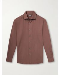 ZEGNA - Cotton And Cashmere-Blend Twill Shirt - Lyst