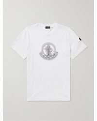 Moncler - T-Shirt aus Baumwoll-Jersey mit Logoapplikation und Print - Lyst
