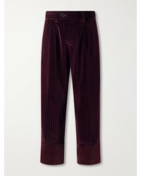 Enfants Riches Deprimes - Tapered Pleated Striped Cotton-Velvet Trousers - Lyst