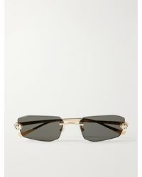 Cartier - Panthère De Cartier Rimless Rectangle-Frame-Tone Sunglasses - Lyst