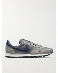 Nike Air Pegasus 83 Leather-trimmed Suede And Mesh Trainers - Grey