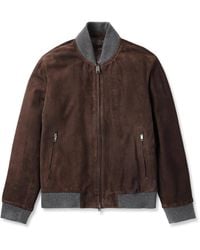 Brioni - Wool-Trimmed Suede Bomber Jacket - Lyst