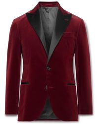 Brunello Cucinelli - Slim-fit Satin-trimmed Cotton-velvet Tuxedo Jacket - Lyst