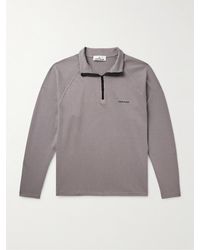 Stone Island - Garment-dyed Logo-print Cotton-jersey Half-zip Sweatshirt - Lyst