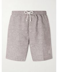 Brunello Cucinelli - Straight-Leg Mid-Length Logo-Embroidered Printed Swim Shorts - Lyst
