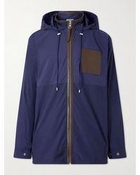 Loewe - Paula's Ibiza Logo-Debossed Leather-Trimmed Ripstop Hooded Jacket - Lyst