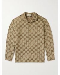 Gucci - Monogram-pattern Camp-collar Relaxed-fit Cotton-blend Shirt - Lyst