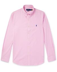 Polo Ralph Lauren - Button-down Collar Striped Cotton-blend Poplin Shirt - Lyst