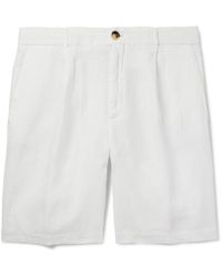 Brunello Cucinelli - Straight-leg Pleated Linen Bermuda Shorts - Lyst
