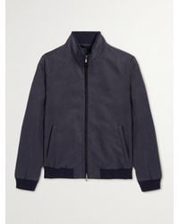 Thom Sweeney - Suede-trimmed Linen-twill Bomber Jacket - Lyst