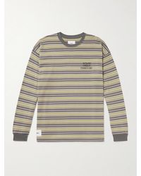 WTAPS - Logo-Embroidered Striped Cotton-Jersey T-Shirt - Lyst