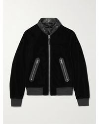 Tom Ford - Full-Grain Leather-Trimmed Velvet Bomber Jacket - Lyst
