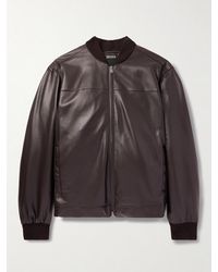 ZEGNA - Slim-Fit Leather Jacket - Lyst