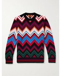 Missoni - Chevron Crochet-knit Wool And Cotton-blend Sweater - Lyst